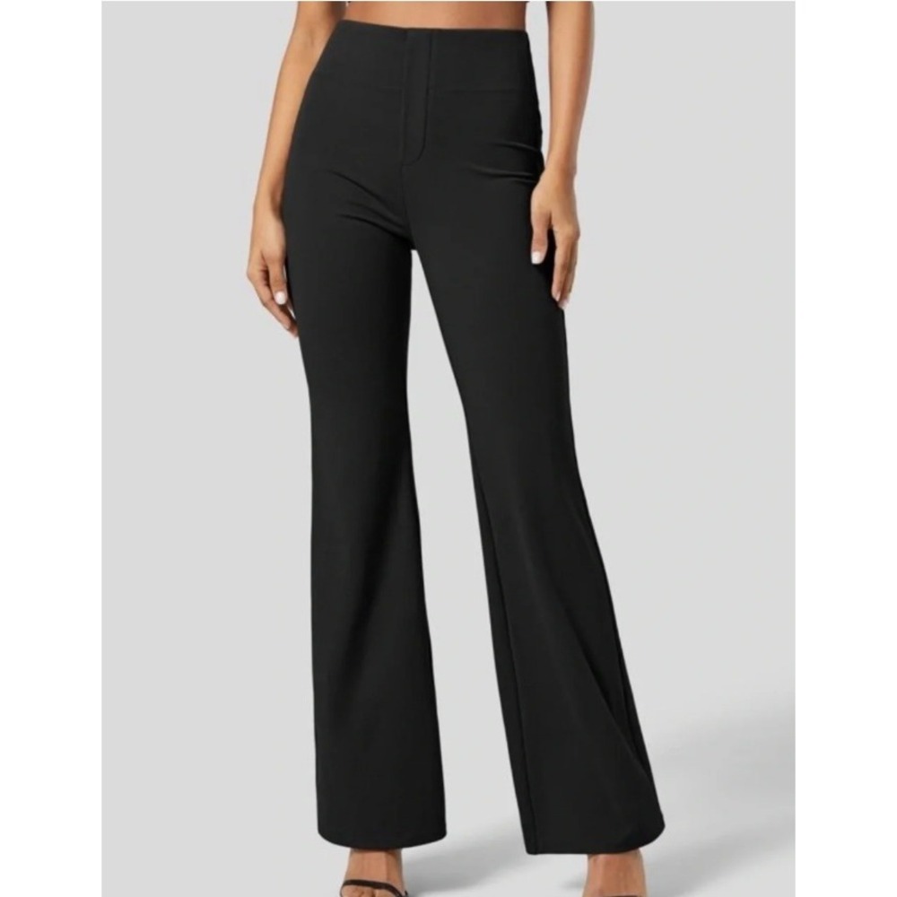 Halara High Waisted Stretch Flare Pants Womens M Tall Black Office Work Pull On